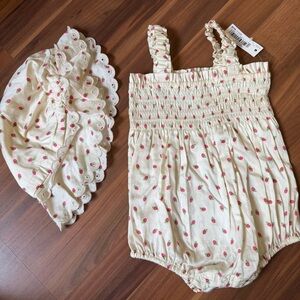 Amazon x Sofia Richie Strawberry Print Baby Romper Set